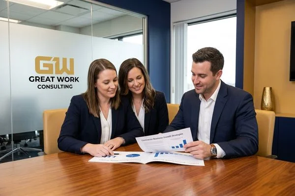 Rod Burnett and Jerry Hayes collaborating on contractor business strategy